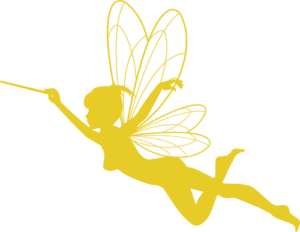 Fairy-silhouette-flying-wand-yellow Small yellow fairy silhouette