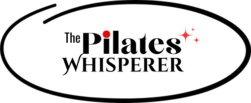 The Pilates Whisperer Logo with black text and red dot above the i.